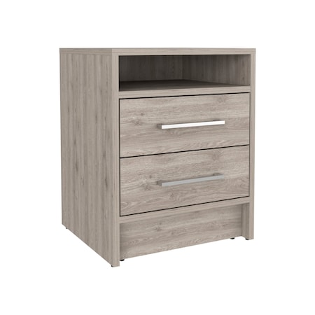 Homeroots 20" Gray Wood Two Drawer Nightstand 543662