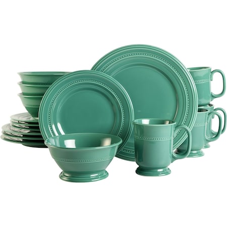 Gibson Elite Barberware 16 Piece Fine Ceramic Dinnerware Set in Turquoise 102123.16RM