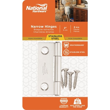 National Hardware 2'' Stainless Steel Narrow Tight-Pin Hinge, 2PK N348-987