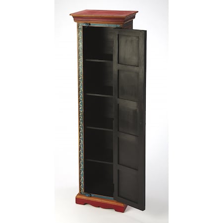 Homeroots 60in Red Blue and Gold Hand Painted Accent Cabinet 389766