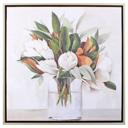 Homeroots Magnolia Bouquet Silver Framed Print Wall Art 484178