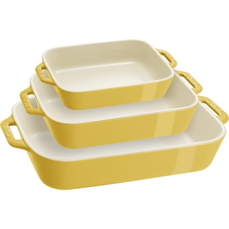 Staub Ceramic 3-pc Rectangular Baking Dish Setand, Citron 1029590