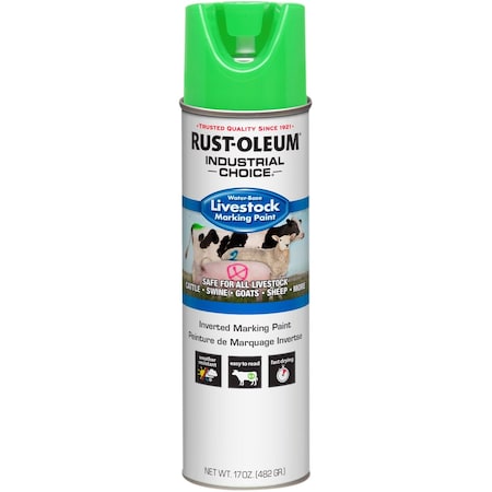 Rust-Oleum Livestock Marking Paint, Fluorescent Green, Water, 17 Oz 383007