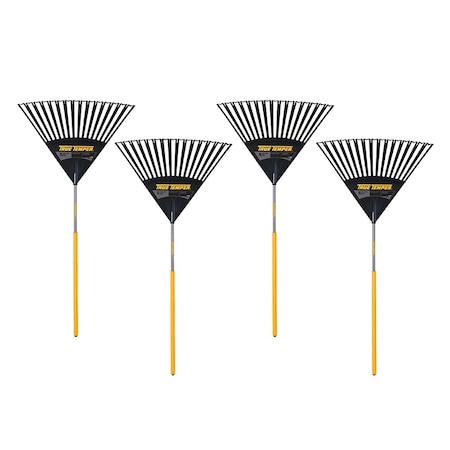 True Temper 48 in. Wood Handle Poly Leaf Rake, 15-Tine, 4-Pack 10000-07608