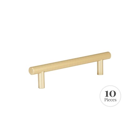Kingston Brass 10-Pack Cabinet Knurled Pull for Kitchen, 128 mm, Brushed Brass RK30601BB