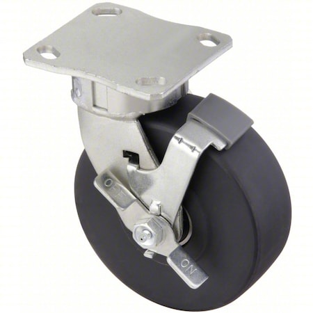Zoro Select Plate Caster, 1760 lb. Load, Black Wheel P25S-NMB060K-14-WB-DL