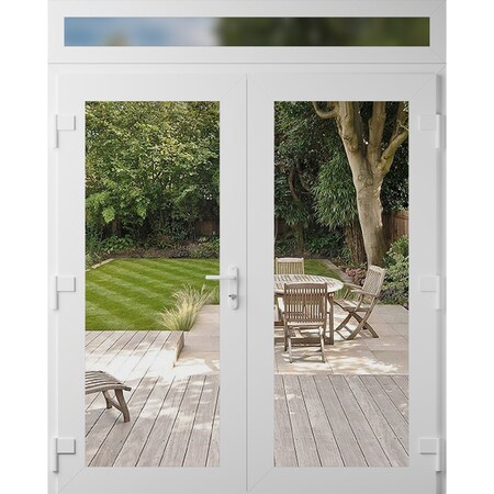 Vdomdoors Front Exterior Prehung Metal-Plastic Double Doors Clear Glass / MANUX 8666 White Silk / Office Comm MANUX8666DEXD-WS-W72xH80+14-RH-I
