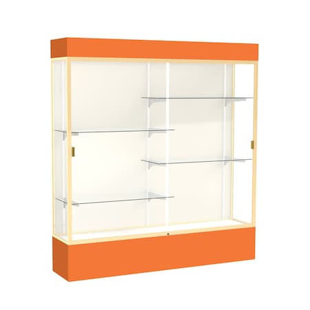 Ghent Lighted Floor Display Case 72x80x16, Plaque, Champange 3176PB-GD-OR
