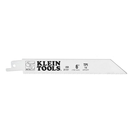 Klein Tools 6 in x 14 TPI Reciprocating Saw Blade, KLEIN, 5 PK 31727