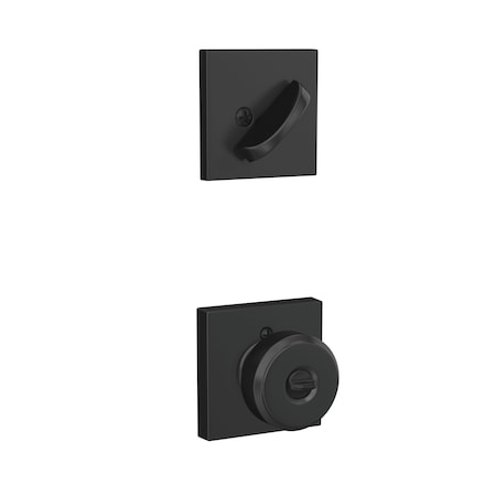 Schlage Residential Bowery Knob with Collins Rose Interior Active Trim with 12326 Latch and 10269 Strikes Matte F59BWE622COL