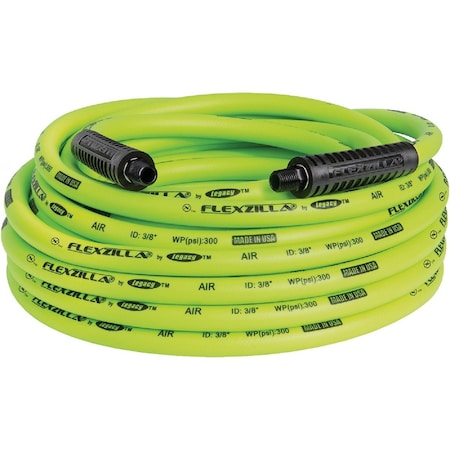 Flexzilla 3/8'' x 50 Ft. Polymer-Blend Air Hose with 1/4'' MNPT Fittings HFZ3850YW2