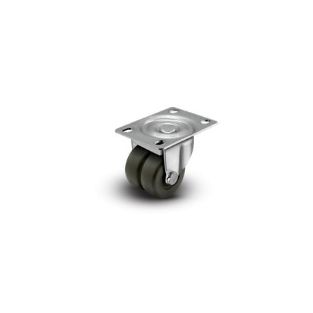 Shepherd Hardware 2'' Low Profile Swivel Plate Caster, Hard Rubber Dual Wheel, 225 lbs Cap C0020120ZN-HDR01-GG