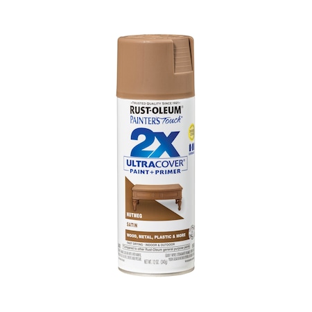 Rust-Oleum Spray Paint, Nutmeg, Satin, Solvent, 12 Oz 334076