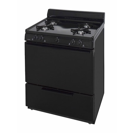 Premier Gas Range, Four 9100 BTU Open Burners, 30 inW x 40 inH x 26 inD, 3.91 cu. Ft., Black 805744