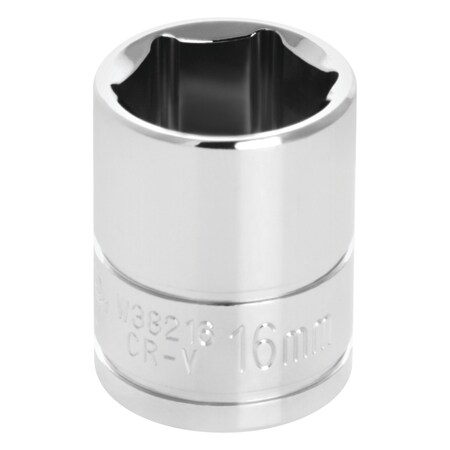 Perform Tool Socket 3/8 In Drive; 16 mm; Metric; 6 Point; Polished Nickel Chrome Plated; Vanadium Alloy Steel W38216