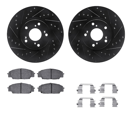 Dynamic Friction Co DFC Rotors-Drilled & Slotted-Black w/ EURO 5000 Ceramic Brake Pads Incl Hdw 8612-59005