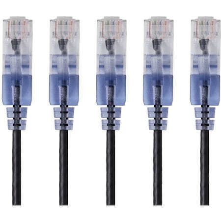 Monoprice Slim Cat6A Patch Cable, 5 Pack, 1 ft.Blck 15125