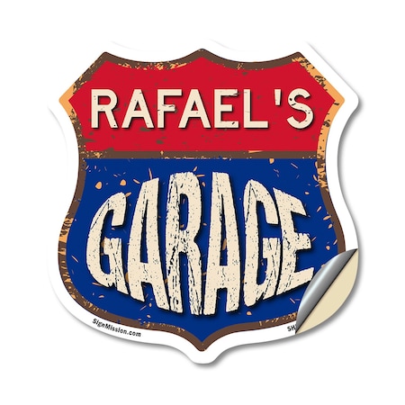 Signmission Rafael's Garage, 18 Inch X 18 Inch, Vinyl Decal SHI-D-18-383-RAFAEL