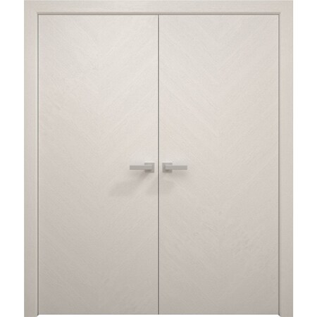Sartodoors Interior Solid French Double Doors 36 x 80 inches, Ego 5005 Painted White Oak, Wood Interior Solid EGO5005DD-PWO-36