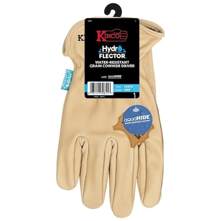 Hydroflector Gloves, Men's, XL, Keystone Thumb, Easy-On Cuff, Cowhide Leather, Tan 398P-XL