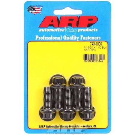 Arp 743-1000 0.44-20 x 1 in. 12-Point Chromoly Steel Bolt Kit, 5 Piece ARP743-1000