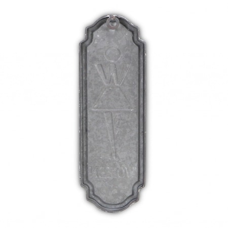 Homeroots 12" X 4" Gray and Brown Womens Room Metal Wall Decor 483333