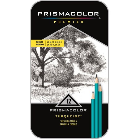 Prismacolor Turquoise Pencil Tins 12 Pencil- Medium 24192