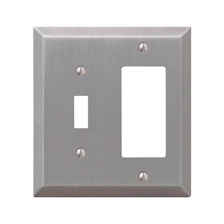 Amertac Century Wallplate, 41516 in L, 4916 in W, 2 Gang, Steel, Brushed Nickel 163TRBN