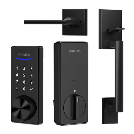 Philips Bluetooth Touchscreen Smart Deadbolt with Handle - Matte Black DDL240X15HBZHMB