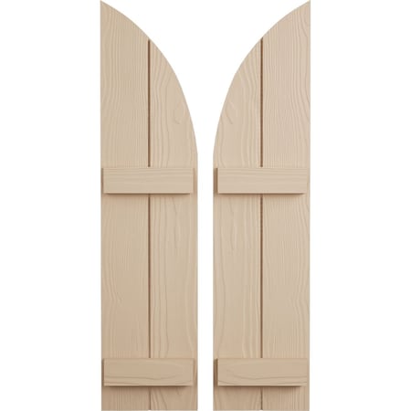 Ekena Millwork Sandblasted 2 Board Joined Board-n-Batten w/Quarter Round Arch Top Faux Wood Shutters, 11W x 80H, PR SHUBJQ11X80SDPR