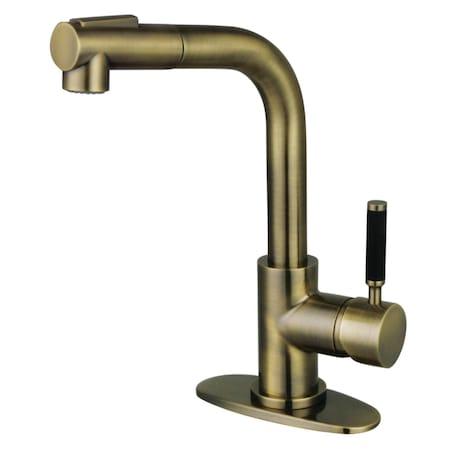 Kingston Brass Single-Handle Pull-Out Kitchen Faucet, Antique Brass LS241DKLAB