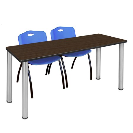 Regency Kee Training Table W/ 2 M Stack Chairs, 60 in W, 24 in L, Neo Walnut MT6024NWBPCM47BE
