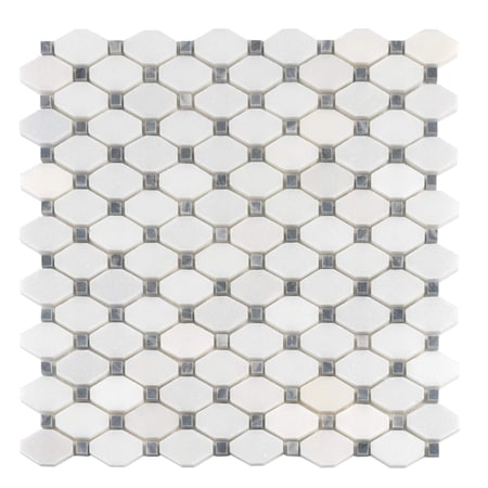 Apollo Tile 7x11 Eastern White, Bardiglio Marble Polished Floor and Wall Mosaic Tile 4.51 sqft/case, 5PK APLDC88G20A