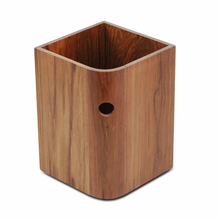 Homeroots Designer Genuine Teak Waste Basket, Brown 475863