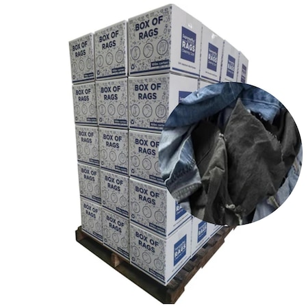 Supremeplus Recycled Denim Cloth Material Cleaning Rags, 720 lbs. Pallet, 72 x 10 lbs. Boxes, 72PK SP-0011