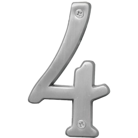 Hy-Ko Prestige Series House Number, Character: 4, 4 in H Character, Nickel Character, Brass BR-43SN/4