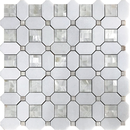 Apollo Tile Pearl White 12x12 Thassos, Shell Floor and Wall Mosaic Tile 5.17 sqft/case, 5PK APLALA88S10A