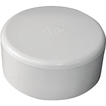 Genova CANPLAS Pipe Cap, 6 in, Hub, PVC, White 193086