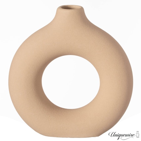 Uniquewise 5-Inch Decorative Small Hollow Ceramic Donut Table Vase - Handmade, Minimalist Boho Style,  QI004733.S