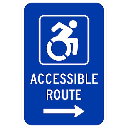 Lyle (HC Sym) Accessible Route (w/Right Arrow), 12x18, Diamond Grade, Blue G-2970-DG_12x18