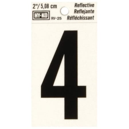 Hy-Ko Number House 4 2In Refl Blk RV-25/4