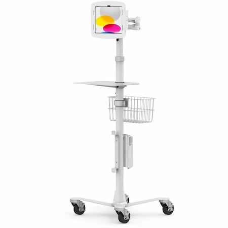 Compulocks IPAD 10.2IN SPACE ENCLOSURE MEDICAL ROLLING CART EXTENDED WHITE MCRSTDEXW102IPDSW