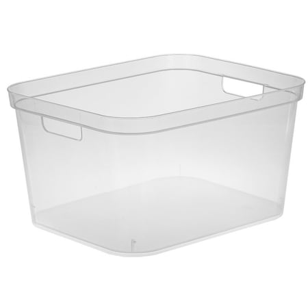 Sterilite Tall Storage Bin, 26 qt Capacity, Polypropylene, Clear, 15 in L, 12-1/4 in W, 8-1/4 in H 13268606