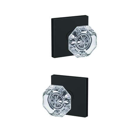 Schlage Residential Schlage Custom Alexandria Glass Knob with Collins Rose Non Turning Double Dummy Pair Matte FC172ALX622COL