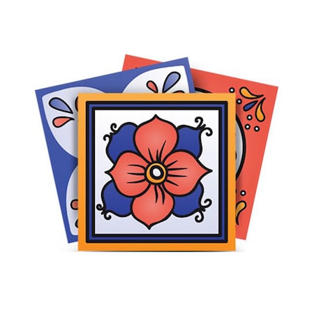 Homeroots 7" x 7" Shades of Blue Celestial Mosaic Peeland Stick Removable Tiles 400449