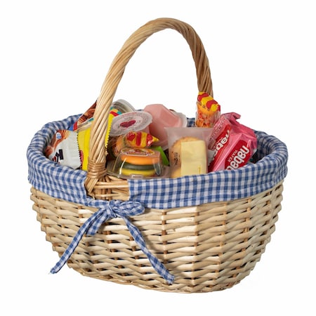 Wickerwise Picnic Basket with Handle and Washable Plaid Liner - Ideal for Outdoor Adventures,  QI004718.M