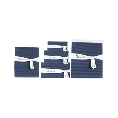 Homeroots 13.5" X 17" X 22.5" Blue Fabric Basket With Bow Decoration Set Of 5, 5PK 364158