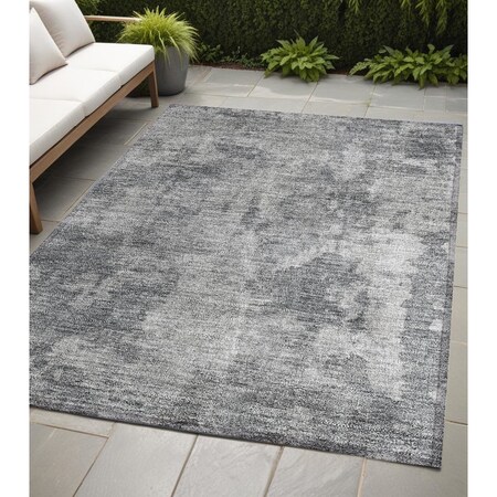 Homeroots 5' X 8' Gray Abstract Washable Non Skid Indoor Outdoor Area Rug 564264