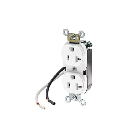 Leviton Leaded Dup 20A 125V Self-Gr Wht 5340-CW