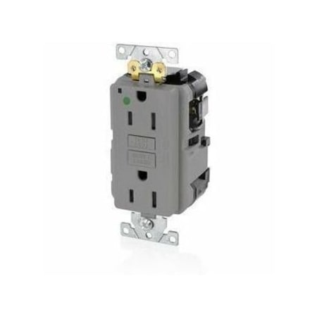 Leviton Self-Test GFCI Receptacle, Lev-Lok, 15 Amp, 125 VAC, 5-15R NEMA MGFN1-HGG